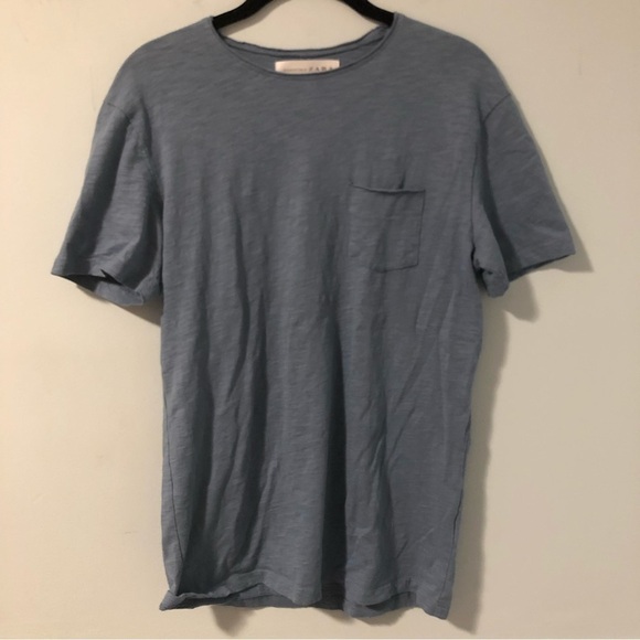 Zara Essentials Slub Collection Blue Short Sleeve T-Shirt Size Small - Picture 1 of 7